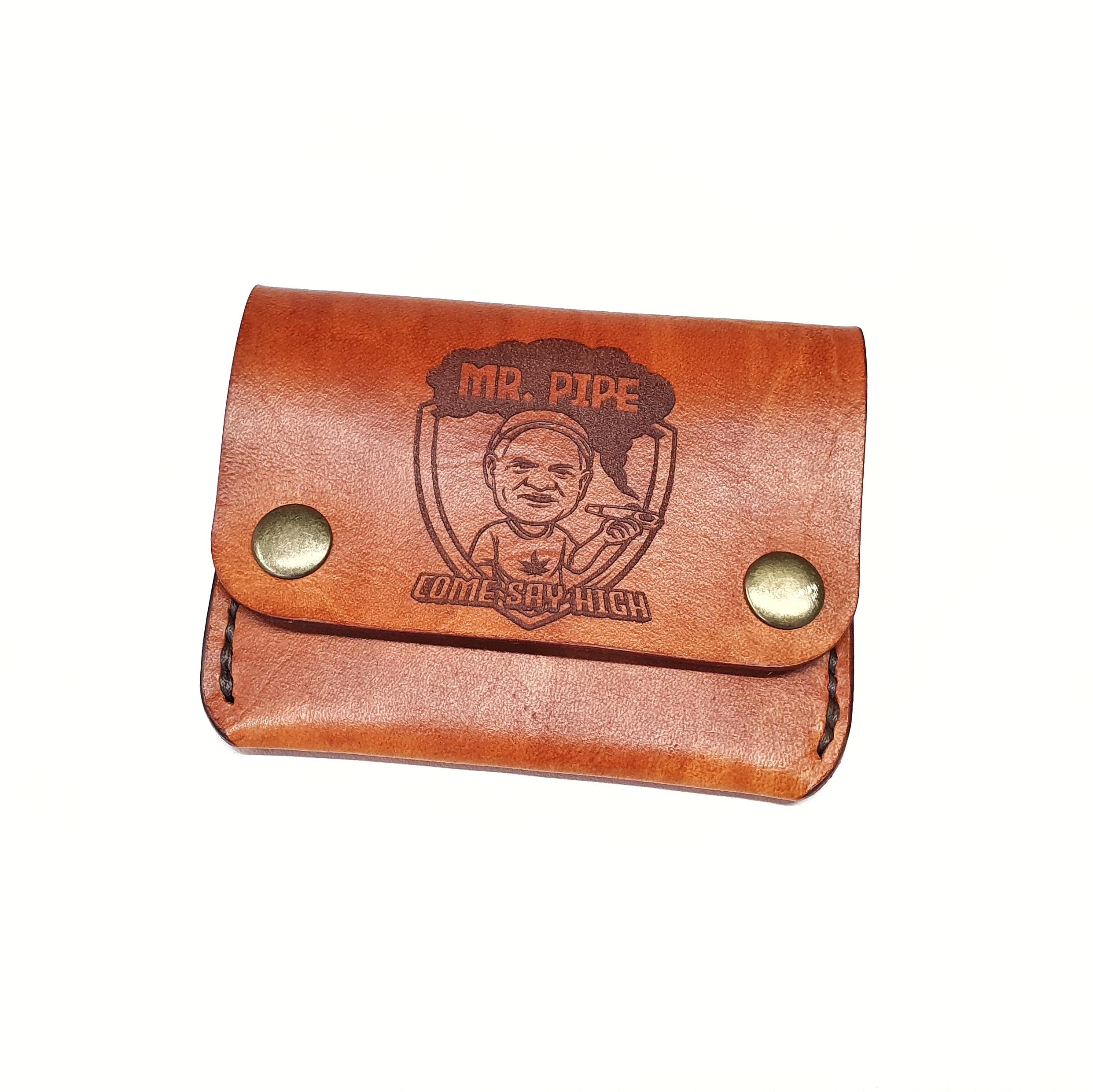 Leather Cash & Card Wallet, Personalised Secure Leather Card Case, Minimalist Leather Card Holder, Snap Button Fold Over Closure Card Wallet
