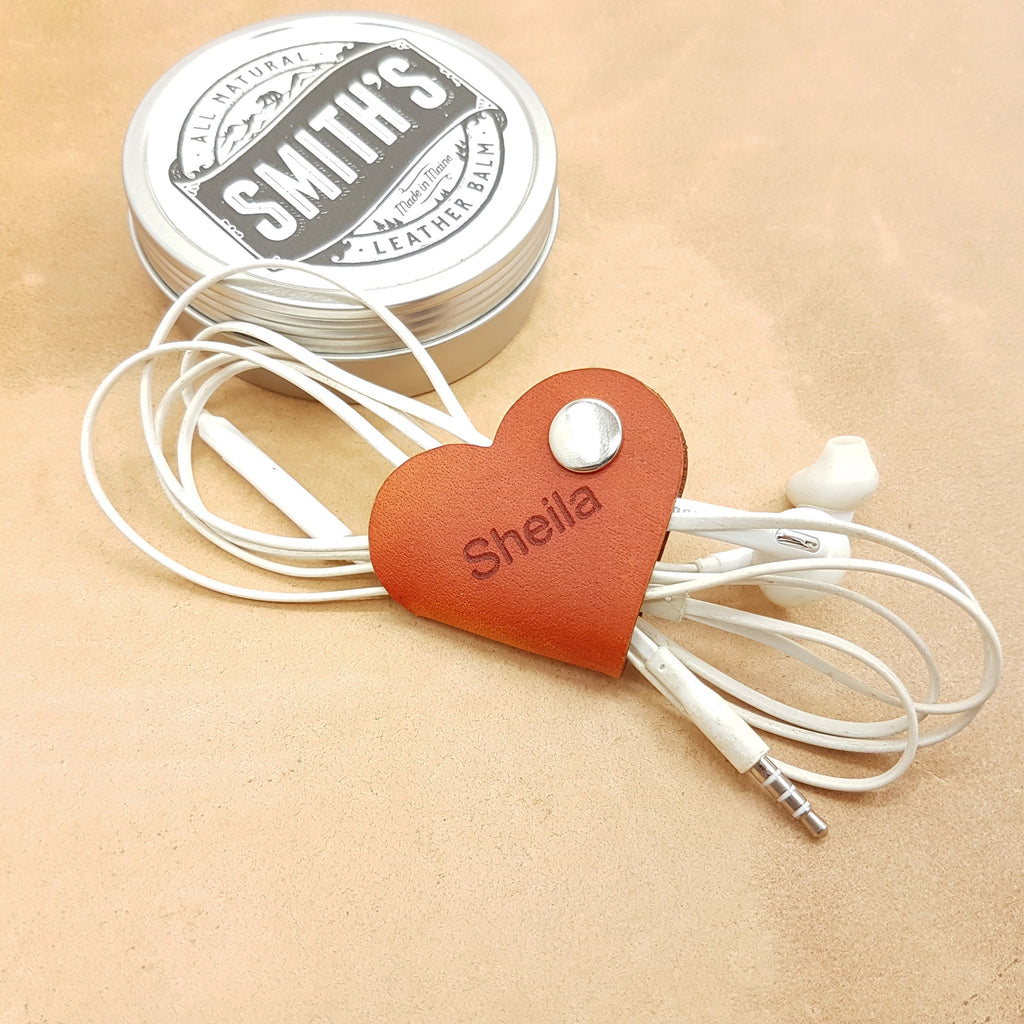 Leather Cable Wraps-Earphone Cable Tidy-Custom Cord Keeper-iphone cord Holder-Earbud Cord Keeper-Leather Cable Tie-Christmas gift