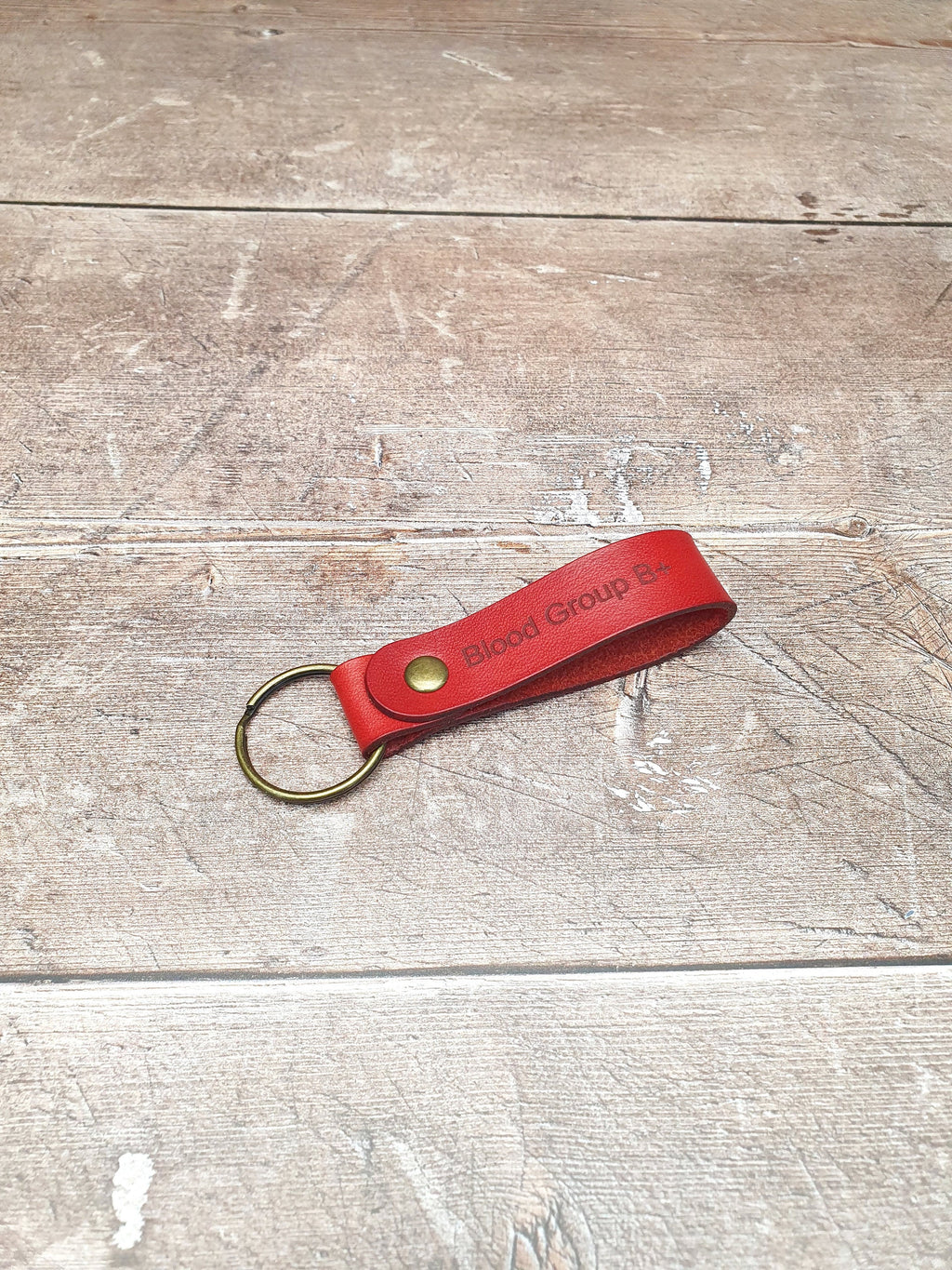 Blood Group Engraved Leather Keychain, Emergency Blood Type Reminder Keyring, Practical Blood Type Identifier Keyring