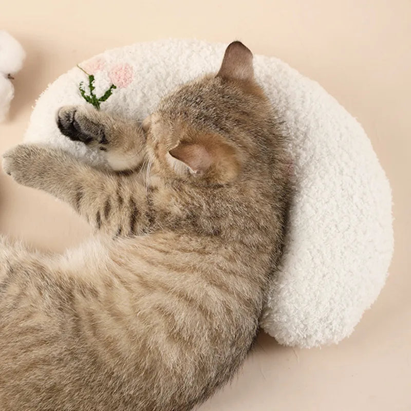 Pet Pillow Dog Cat Sleeping Moon Small Dog Plush Cushion Mat Pet Supplies Fluffy Bed Cat Nest Comfortable Sleep Surface